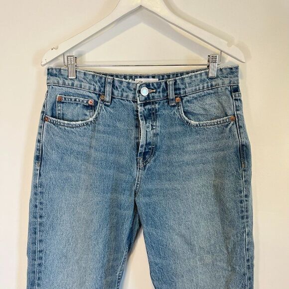 CLEARANCE - Zara Light Wash Distressed Button Fly Jeans - Picture 3 of 6